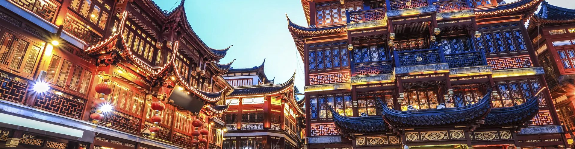 Shanghai skyline at sunset