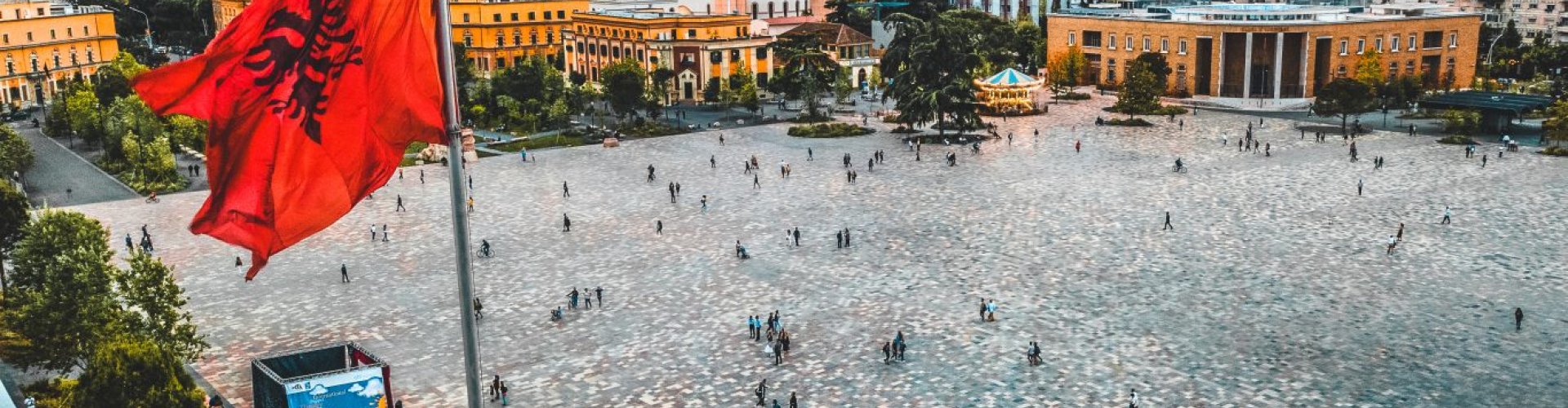 Sunset over Tirana's historic skyline