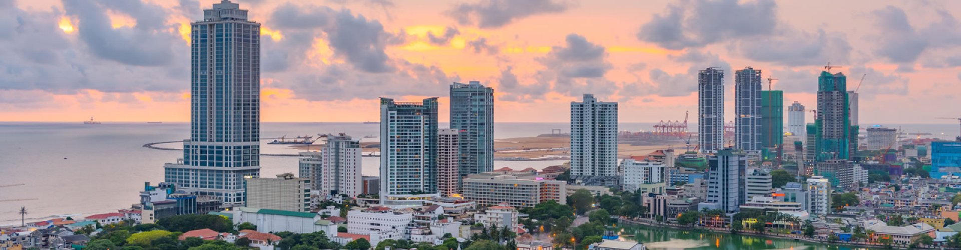 Sunset over Colombo historical district